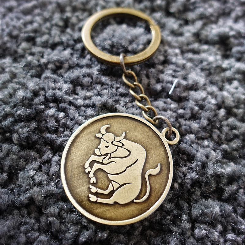 Wholesale 12 Constellations Retro Metal Keychains